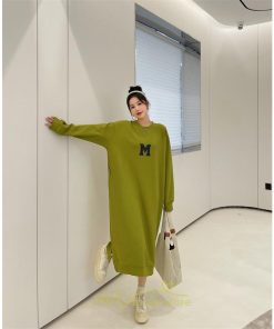 マキシ | スウェットワンピース ロングトレーナー ロングワンピース スウェット 裾スリット ゆったり 体型カバー 大きいサイズ 大人 秋冬 かわいい 20代30代 50代