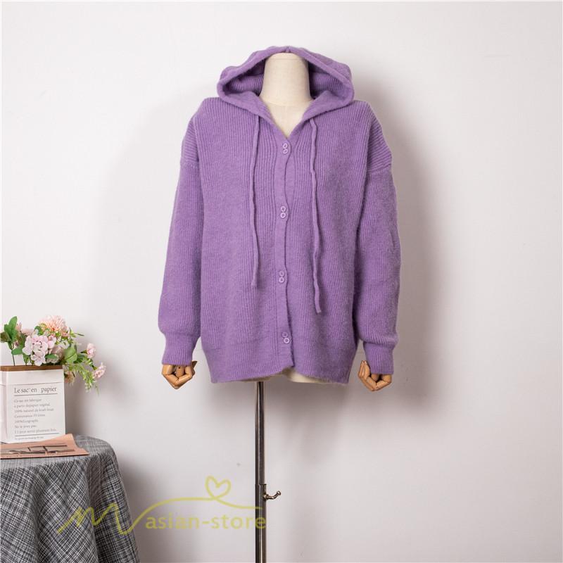 カーディガン | ニットニットパーカー セーター フード付き アウター 羽織り 秋冬 レディース トップス 通学通勤 ゆったり 7色 厚手 ニットアウター 20代40代