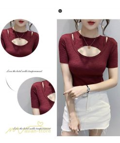 tシャツ・カットソー | カットソー 夏物 レディース 着痩せ トップス Tシャツ 透かし編み セクシー 女性着 着回し 無地 タイト きれいめ お出かけ 夏コーデ 半袖 フェミニン アウトドア