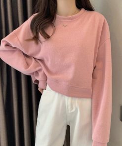 Tシャツ・カットソー | ショート丈スウェット レディース 韓国風