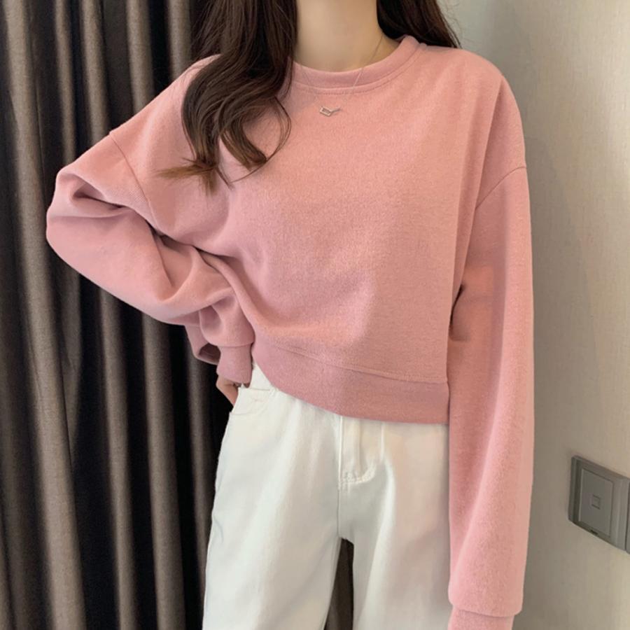 Tシャツ・カットソー | ショート丈スウェット レディース 韓国風