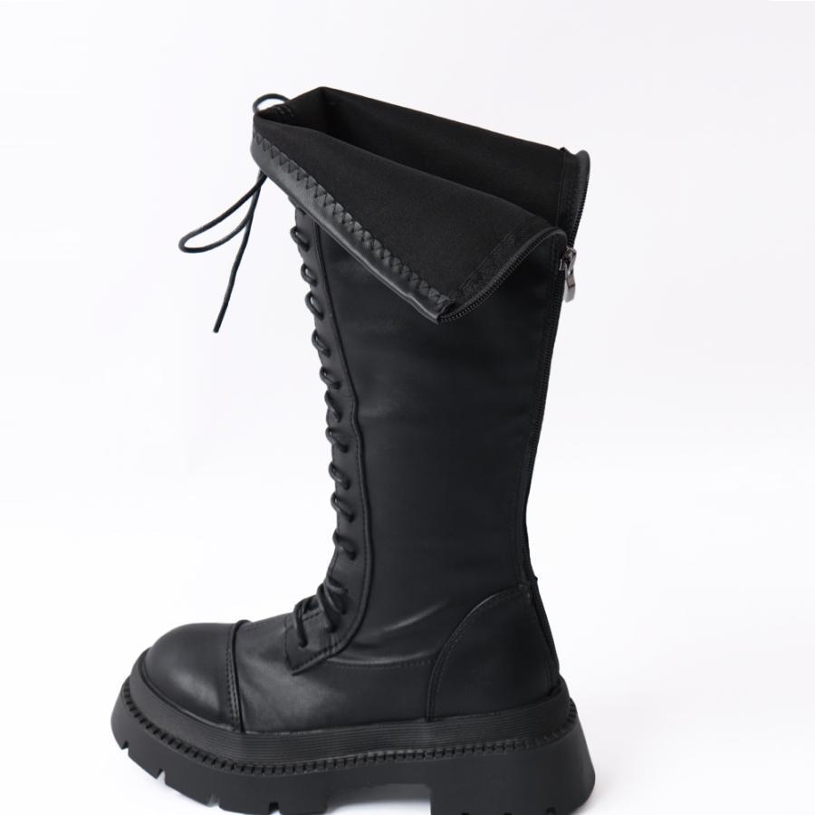 ニーハイブーツ | レースアップ ロングブーツ 厚底 韓国