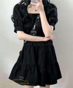 ミニ丈 | ワンピース 無地 レディース ショートワンピース 半袖 かわいい スクエアネック サマーワンピース 夏新作 カジュアル 黒 Aラインワンピース XL ゆったり 白
