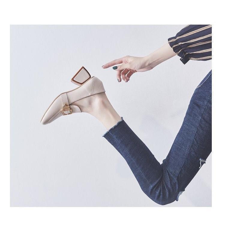 パンプス | スクエアトゥ チャンキーヒール ミドルヒール スリッポン レディース スリップオン シューズ 太ヒール ローファー 黒 22.5cm-25cm ブラック 30代