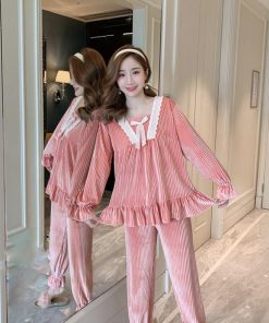 セットアップ | 部屋着 可愛い レディース パジャマ ベロア 長袖秋冬 寝巻き ゆったり ルームウェア ナイトウェア 上下セット
