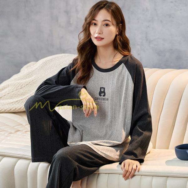パジャマ ルームウェア | パジャマ ルームウェア レディース 春秋 長袖 パジャマ 綿ルームウェア 20色 上下セット 可愛い ナイトウェア Tシャツ 寝巻き 室内着 ホームウェア ロングパンツ