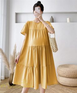 ワンピース | マタニティレディース 着痩せ 無地 ゆる上品 半袖 大きいサイズ 韓国風 Aライン マタニティウェア サマー妊婦服