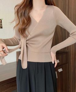 ニット・セーター | カシュクールリブニットトップス 大人秋服