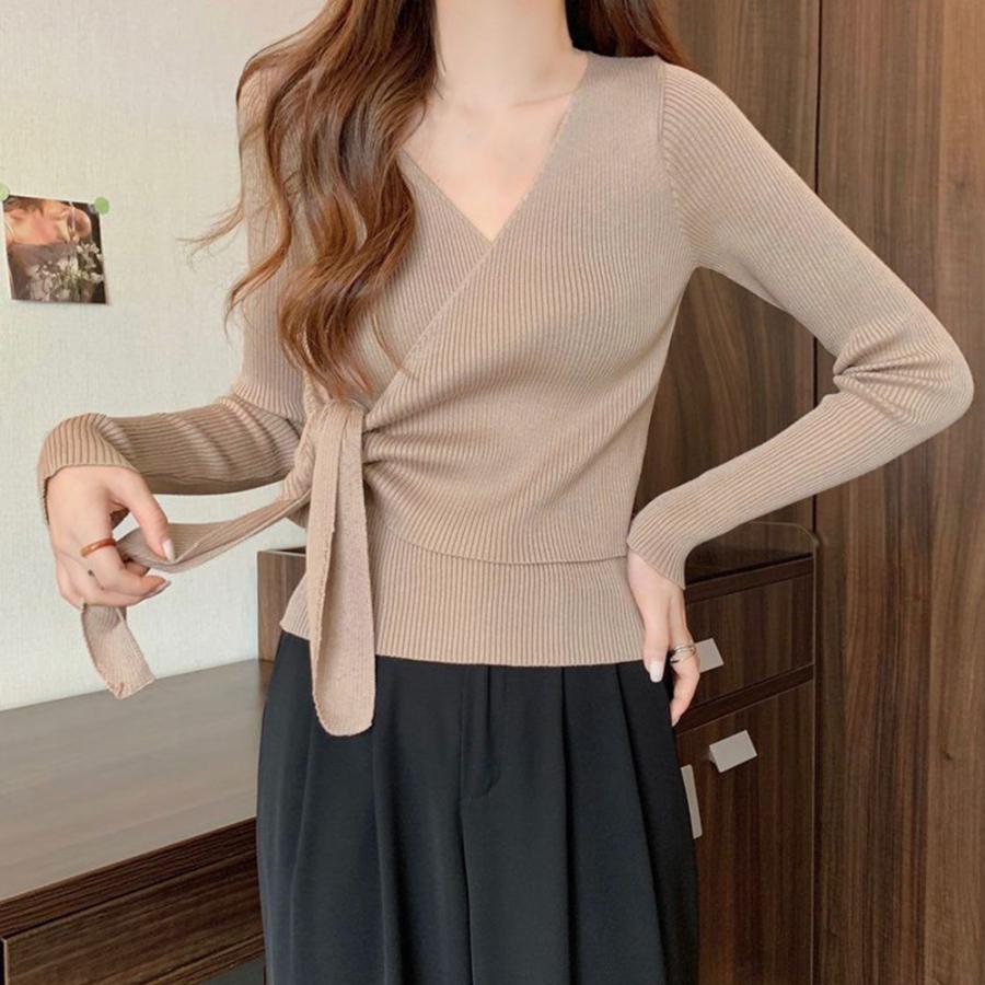 ニット・セーター | カシュクールリブニットトップス 大人秋服
