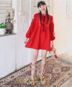 ミニ丈 | ワンピース レディース 長袖 夏秋 きれいめ 大人膝上 リゾート 花柄 おしゃれ 可愛い 通勤 お呼ばれ 綿麻 レトロ がーりー 甘め エスニック風 デート