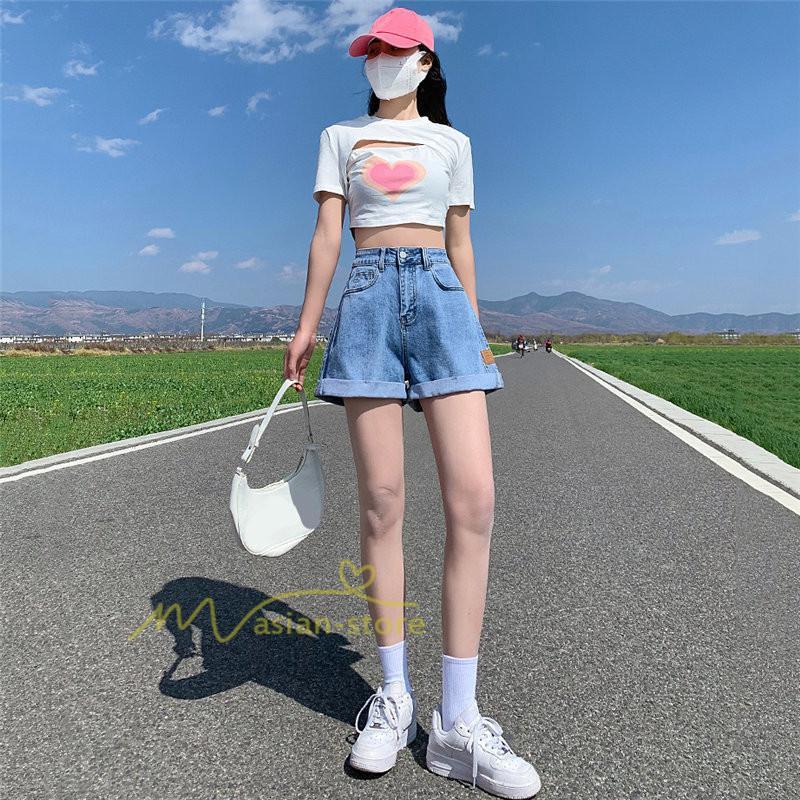 ショートパンツ | レディース ボトムス パンツ ロールアップデニム 夏新作 美脚 デニム ゆったり おしゃれ 通勤通学 20代30代40代 カジュアル お出かけ 韓国風