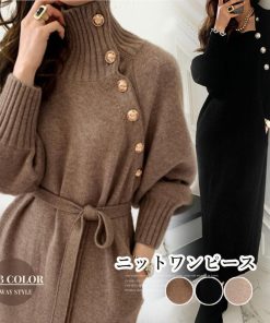 ドレス | ニットワンピース 長袖 レディース 秋冬