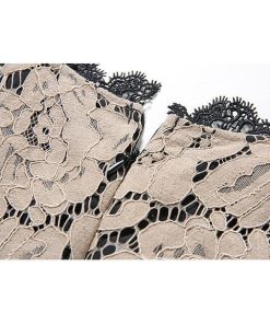 レースワンピース | ミモレフレアパーティードレス 結婚式二次会上品発表会入園式 袖あり七分袖 総レース 裏地あり エレガント シルエット フォーマル