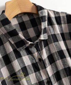 送料無料SALE | チェックワンピース 半袖ワンピース 夏ワンピース シャツワンピース ロングシャツ 膝上丈 麻 羽織り 前開き ポケット 30代40代 可愛い スリム 女の子