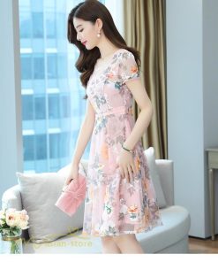 ミディアム | ワンピース レディース 半袖 膝丈 ミディアムワンピース 花柄 きれいめ おしゃれ カジュアル 大きいサイズ お出かけ 40代 フェミニン 上品 エレガント 30代