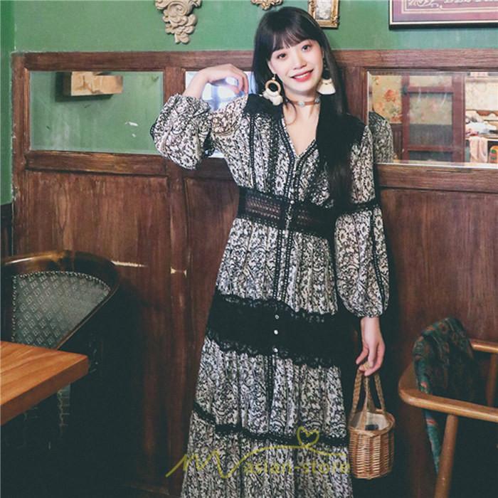 マキシ | マキシワンピース レディース ロングワンピース 大人 黒 Vネック 着痩せ フランス風 上品 高品質 きれいめ シフォン レース 人気 パーティー 二次会 夏秋新作