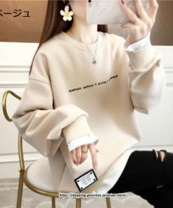 パーカー | トレーナー レディース レイヤードトレーナー 可愛い 重ね着風 ゆったり カジュアル 大人 無地 長袖トレーナー 秋新作 春秋 裏起毛 韓国風 冬 着痩せ