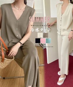 セットアップ | サマーニット冷感タッチ薄手