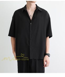 シャツ | 夏メンズ 半袖 涼感 落ち感 トップス 五分袖 前開き 開襟カジュアル男性 無地 かっこいい 上品 スリム 30代40代 大人 仕事 50代 夏服