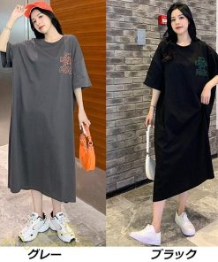 ワンピース | ゆるマタニティウェア レディース 着痩せ 夏 上品 妊婦服 大きいサイズ 体型カバー ゆったり ひざ下丈 マタニティ送料無料