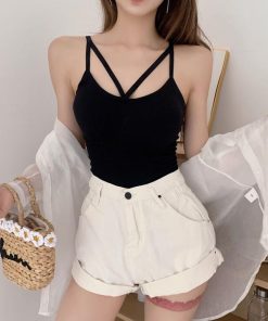 キャミソール | ブラトップ チラ見え 下着 カップ付 ベアトップブラ レディース インナー クロスストラップ ブラキャミ