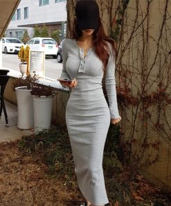 ワンピース | ニット秋冬 30代40代 レディース リブニット 長袖 セクシー ロングタイトスリムフィット きれいめワンピ