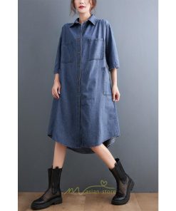 シャツ・ブラウス | デニム ロングシャツ シャツワンピ レディース 長袖 シャツ ロング ミモレ丈 脚長効果 大きいサイズ 体型カバー 着痩せ 20代30代40代50代