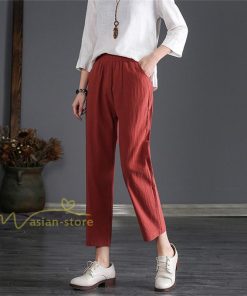 チノ・テーパード・ジョガー・スキニーパン | パンツ テーパードパンツ レディース 無地 9分丈 秋 リネン混 着痩せ シンプル 可愛い ウエストゴム カジュアル ワイドパンツ ゆったり OL ビジネス きれいめ