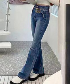 デニム | セミフレアデニムパンツ レディース 美脚