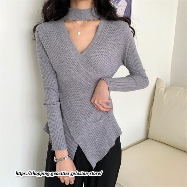 ニット・セーター | カットソー ニット レディース リブニット 長袖 秋冬 春 トップス スリム ストレッチ インナー 無地 長袖ニット 長袖カットソー プルオーバー 通学通勤 着痩せ