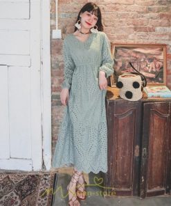 マキシ | ワンピース レディース 夏 秋 ロング丈 長袖 パーティー 大人 レース エレガント きれいめ 大人 おしゃれ お呼ばれ 可愛い お出かけ 日常デート 通勤 オフィス