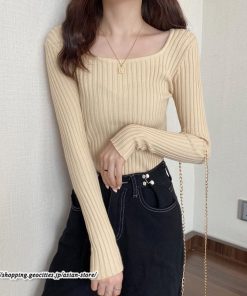 ニット・セーター | 秋 冬 ニット セーター 長袖 スクエアネック レディース トップス 無地 洗えるニット お洒落 シンプル 通勤 OL 上品 可愛い リブ きれいめ トレンド かわいい