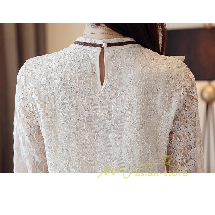 在庫ある | 短納期ブラウスレディースシャツ レースブラウス ビジネスカジュアルシャツトップス オフィスブラウス フォーマルシャツ 薄手 春夏衣装 通学通勤 リボン付き