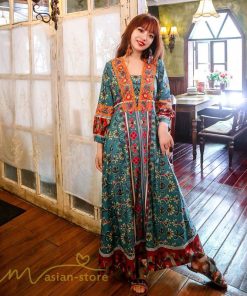 マキシ | ロングワンピース 九分袖 夏ワンピース 秋新作 Aラインワンピース マキシワンピース 刺繍 花柄 プリント 切り替え 旅行 舞台 ダンス 30代40代 可愛い ワンピース