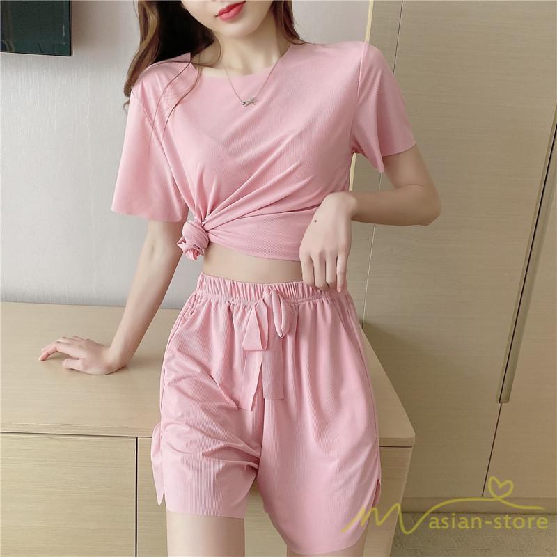 パジャマ ルームウェア | パジャマ レディース 夏 半袖 ルームウェア 涼しい 部屋着 ナイトウェア 寝間着 柔らかく軽い薄手の快適Tシャツパジャマ 薄手パジャマ 部屋着 上下セット