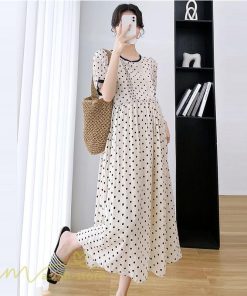ワンピース | マタニティレディース 着痩せ ドット柄 Aライン半袖 ゆったり マタニティウェア 上品 産前 サマー おしゃれ お出かけ 妊婦服