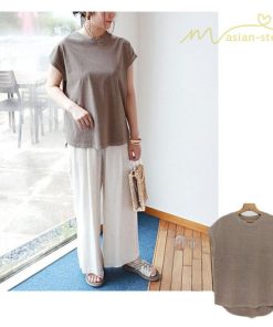 tシャツ・カットソー | Tシャツ Tシャツ レディース トップス ピグメント加工 フレンチスリーブ Tシャツ カットソー スリット 半袖 カジュアル 女性着 無地 普段 トップス シンプル