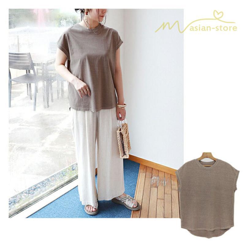 tシャツ・カットソー | Tシャツ Tシャツ レディース トップス ピグメント加工 フレンチスリーブ Tシャツ カットソー スリット 半袖 カジュアル 女性着 無地 普段 トップス シンプル