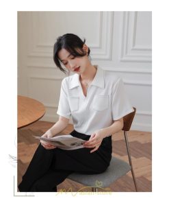 シャツ・ブラウス | シャツ ブラウス レディース 半袖 白 オフィス ビジネス 事務服 制服 リクルート おしゃれ 無地 開襟 日常 柔らかい 胸ポケット フランス風 夏コーデ お出かけ