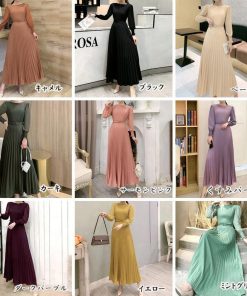 ドレス | プリーツ ワンピース ウエストマーク上品