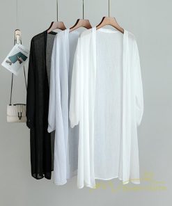カーディガン | レディース ロングライトアウター 無地 羽織り UV対策 日焼け パフスリーブ 可愛い 20代30代 女の子 夏服 透け感 冷感