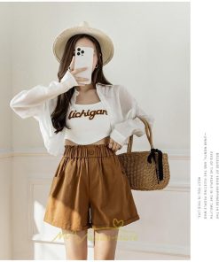 ショートパンツ | パンツ ハイウエスト 無地 美脚 カジュアル シンプル レディース 春 夏 新作 2022 ボトムス 韓国風 ゆったり ズボン 日常 短パン お出かけ