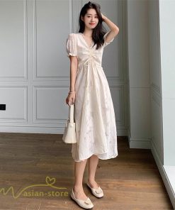 ミディアム | ワンピース レディース 着痩せ 上品 半袖 Aラインワンピース シフォン カジュアル 膝丈 きれいめ おしゃれ Vネック 上品 40代 30代 20代 サマーワンピース