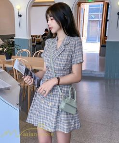 ミニ丈 | シャツワンピース レディース きれいめ チェック柄 夏新作 2021 コーデ カジュアルワンピ 韓国風 着痩せ 細身 日常感 レトロ 上品 アウトドア お出かけ デート