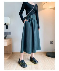 スカート | 綿秋 Aラインロングレディース 秋物 ボトムス 秋服 無地 体型カバー 30代通学通勤 40代50代 大人 おしゃれ感