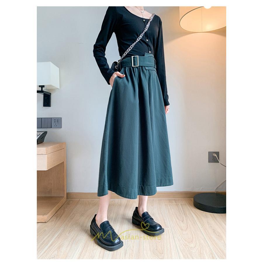 スカート | 綿秋 Aラインロングレディース 秋物 ボトムス 秋服 無地 体型カバー 30代通学通勤 40代50代 大人 おしゃれ感