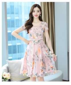 ミディアム | ワンピース レディース 半袖 膝丈 ミディアムワンピース 花柄 きれいめ おしゃれ カジュアル 大きいサイズ お出かけ 40代 フェミニン 上品 エレガント 30代