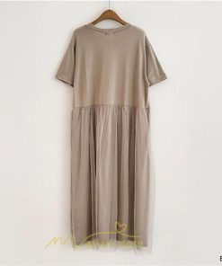 マキシ | ワンピース レディース マキシ丈 コットン 体型カバー 着痩せ 韓国風 30代 40代 50代 丸ネック 通勤 OL 新作 2022 お出かけ デート おしゃれ キレイめ