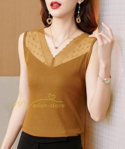 キャミソール タンクトップ | タンクトップ レディース 春夏 インナー トップス ノースリーブ Vネック Vネックタンク レース付き カシュクール 上品 お出かけ 20代30代40代50代 快適 ママ