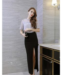 スカート | タイトセクシー春物 夏服 ハイウエスト 無地 スリット フェミニン エレガント 女の子 美シルエット タイト お呼ばれ スリム パーティー